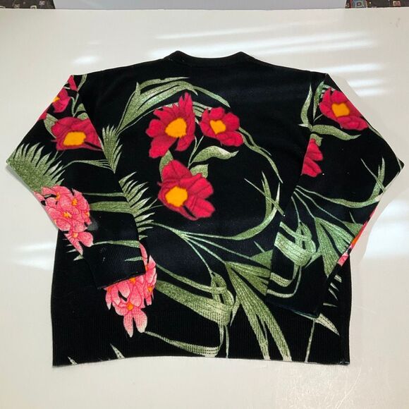 Tropical Floral Black Cardigan, Medium - Picture 4 of 11
